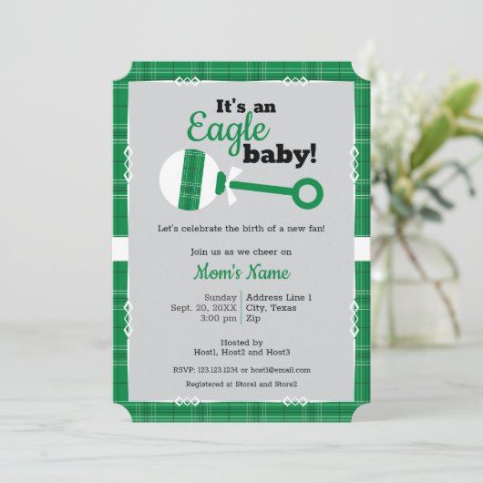 Baby shower van Green Play Rattle Eagle Kaart (Staand voorkant)