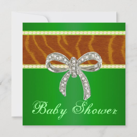 Baby shower van Green Tiger Diamond Bow Kaart (Voorkant)