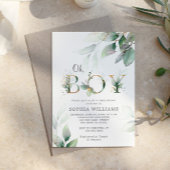 Baby shower van groene en gouden eucalyptus kaart