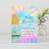 Baby shower van groene glitter-ananas kaart (Staand voorkant)