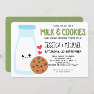 Baby shower van groene klautermelk en koekjes kaart
