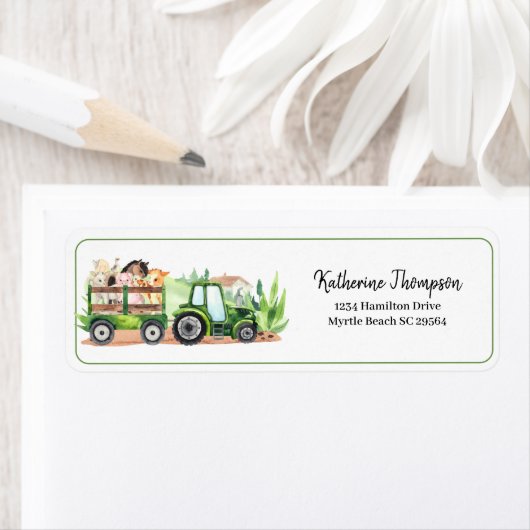 Baby shower van groene tractorboys voor landbouwhu etiket (Insitu)