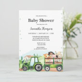 Baby shower van groene tractorboys voor landbouwhu kaart (Staand voorkant)