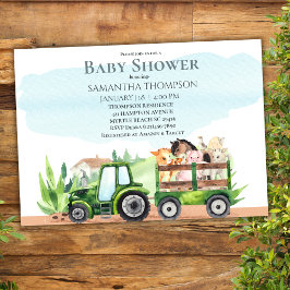 Baby shower van groene tractorboys voor landbouwhu kaart