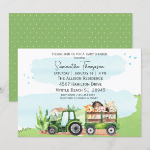 Baby shower van groene tractorboys voor landbouwhu kaart