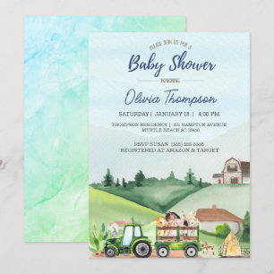 Baby shower van groene tractorboys voor landbouwhu kaart