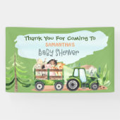 Baby shower van groene tractorboys voor landbouwhu spandoek (Horizontaal)