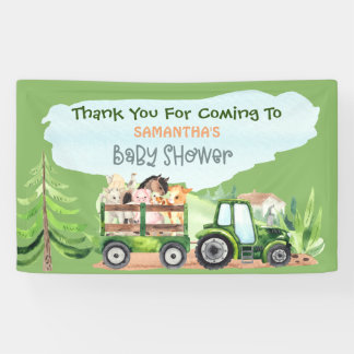 Baby shower van groene tractorboys voor landbouwhu spandoek
