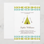 Baby shower van Groene Tribale Teepee Kaart (Voorkant / Achterkant)