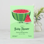 Baby shower van groene watermeloenen kaart (Staand voorkant)