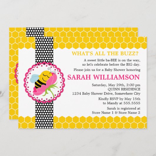 Baby shower van groothoekbijen kaart (Voorkant / Achterkant)
