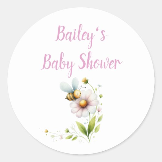 Baby shower van groothoekbijen ronde sticker (Voorkant)