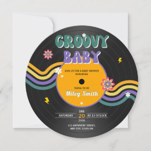 Baby shower van Groovy Vinyl Record Vintage 70 s 8 Kaart