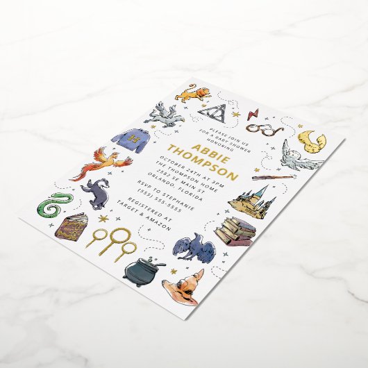 Baby shower van Harry Potter Icon Folie Uitnodiging (Gedraaid)