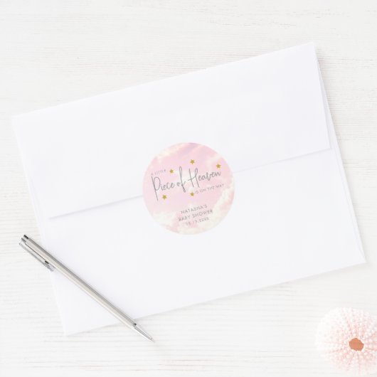 Baby shower van Heaven Clouds Ronde Sticker (Envelop)