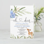 Baby shower van herenherten met blauwe groen paren kaart (Staand voorkant)