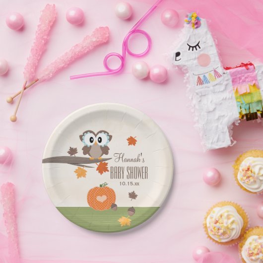 Baby shower van Herfst van kippen en pompoenen Papieren Bordje (Feest)