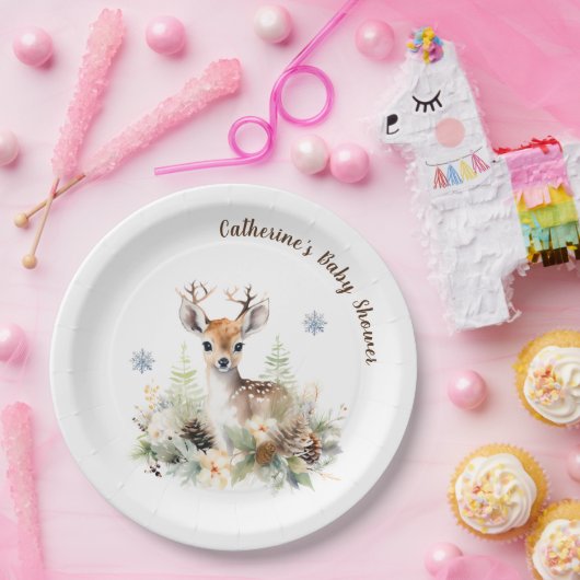 Baby shower van herten in bossen papieren bordje (Feest)