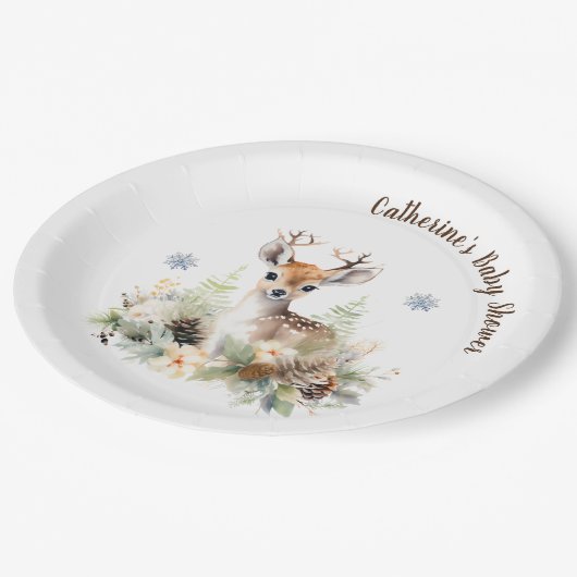 Baby shower van herten in bossen papieren bordje (Gekanteld)