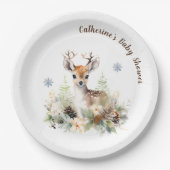 Baby shower van herten in bossen papieren bordje (Voorkant)
