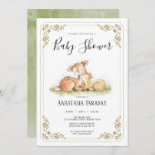Baby shower van herten van bossen kaart (Voorkant / Achterkant)