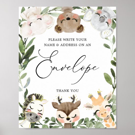 Baby shower van het adres van de liefdadige dieren poster (Voorkant)