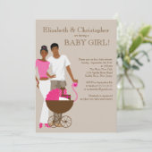 Baby shower van het Afrikaanse Amerikaanse paar Kaart (Staand voorkant)