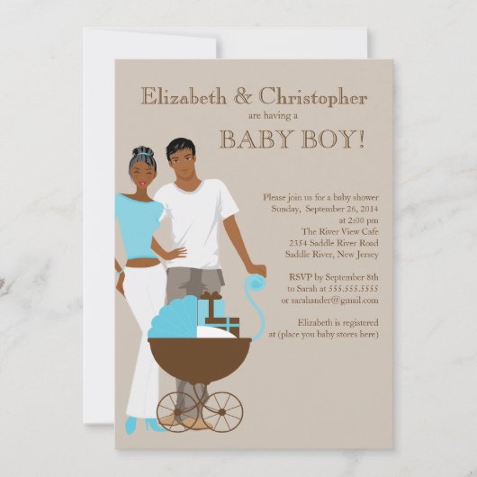 Baby shower van het Afrikaanse Amerikaanse paar Kaart (Voorkant)