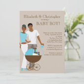 Baby shower van het Afrikaanse Amerikaanse paar Kaart (Staand voorkant)