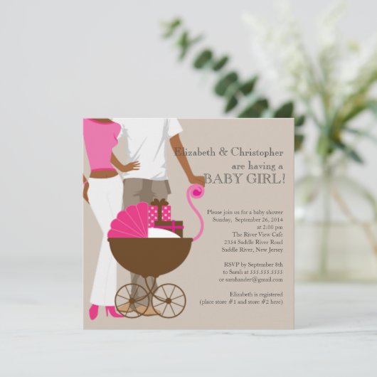 Baby shower van het Afrikaanse Amerikaanse vervoer Kaart (Staand voorkant)