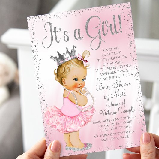 Baby shower van het Baby shower van Mail Pink Prin Kaart