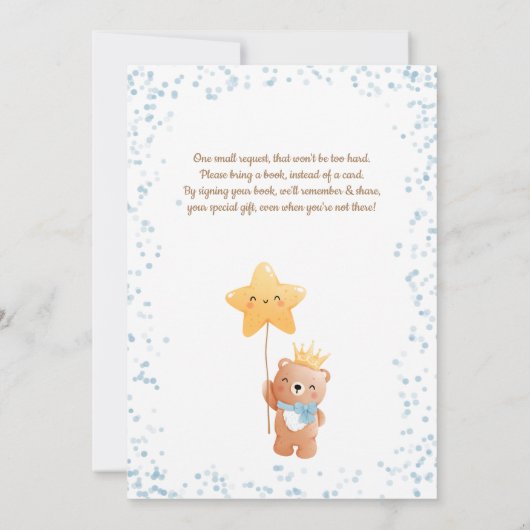 Baby shower van het Beer van de jongen met het Ver Kaart (Achterkant)