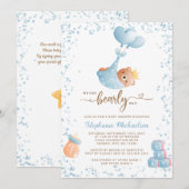 Baby shower van het Beer van de jongen met het Ver Kaart (Voorkant / Achterkant)