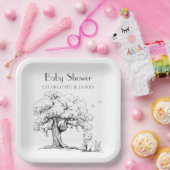 Baby shower van het Beer van het Zwarte en Witte W Papieren Bordje (Feest)