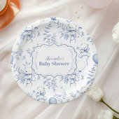 Baby shower van het Beer van Toile de Jouy Papieren Bordje