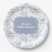 Baby shower van het Beer van Toile de Jouy Papieren Bordje (Voorkant)