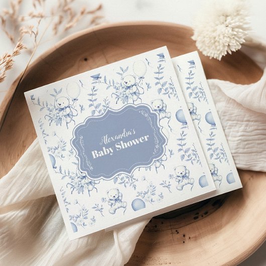 Baby shower van het Beer van Toile de Jouy Servet