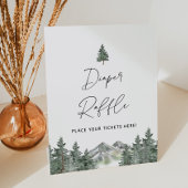 Baby shower van het bergbos Diaper Raffle Ticket Reclamebord Met Voetstuk