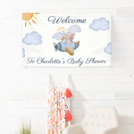 Baby shower van het blauw-boogvliegtuig spandoek