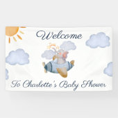 Baby shower van het blauw-boogvliegtuig spandoek (Horizontaal)