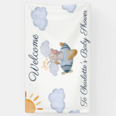 Baby shower van het blauw-boogvliegtuig spandoek (Verticaal)