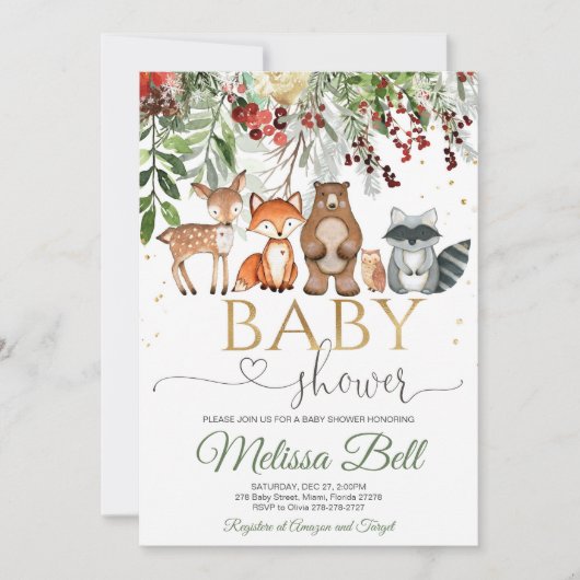 Baby shower van het bos kaart (Voorkant)