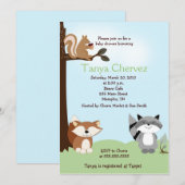 Baby shower van het bos van gekantelde bosdieren 5 kaart (Voorkant / Achterkant)