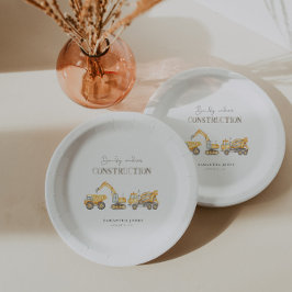 Baby shower van het bouwthema papieren bordje