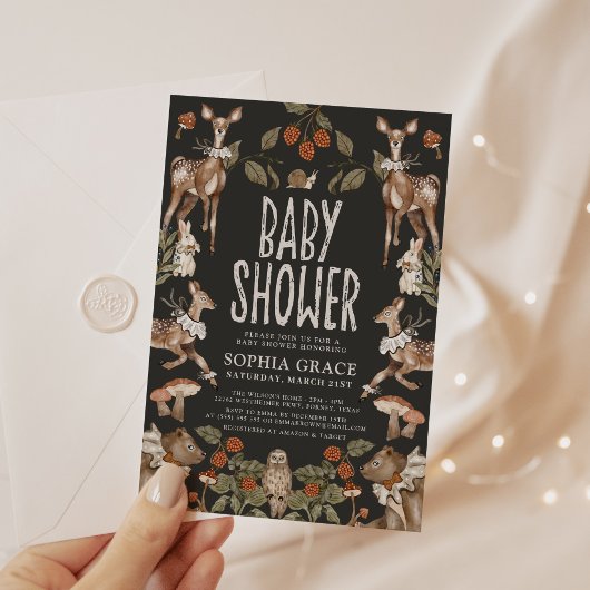 Baby shower van het Enchanted Forest Dark Woodland Kaart
