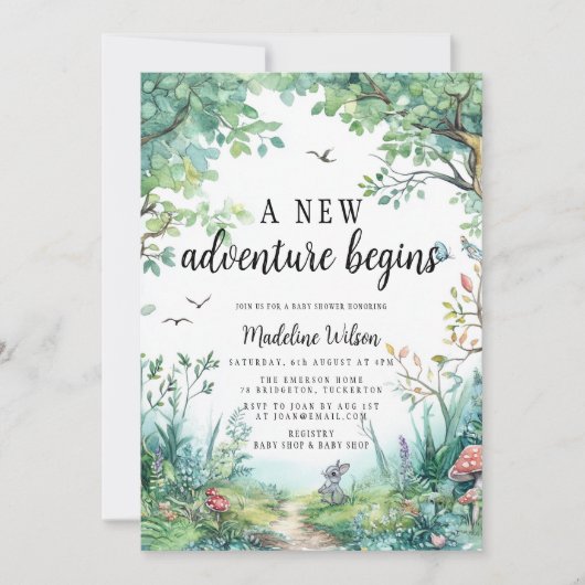 Baby shower van het Enchanted Forest Woodland Kaart (Voorkant)