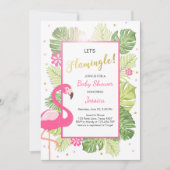 Baby shower van het Flamingo party Tropical luau Kaart (Voorkant)
