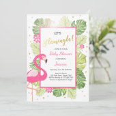 Baby shower van het Flamingo party Tropical luau Kaart (Staand voorkant)