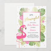 Baby shower van het Flamingo party Tropical luau Kaart (Voorkant / Achterkant)