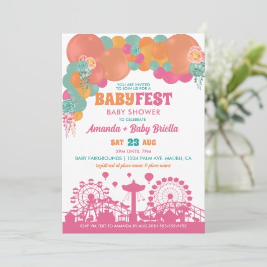 Baby shower van het Floral- en ballonfestival Kaart (Staand voorkant)